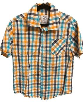 365 Kids Plaid Short Sleeve Button-Up Shirt - size 10